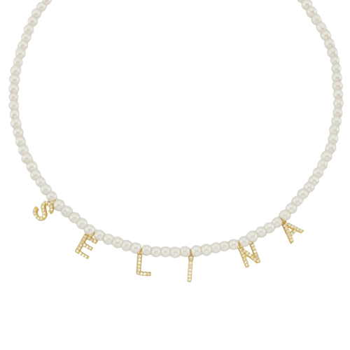 Collier Lettres Strass et Perles (jusqu’à 6 lettres)