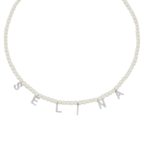 Collier Lettres Strass et Perles (jusqu’à 6 lettres)
